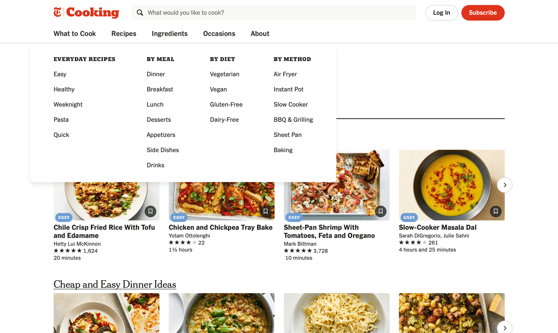 NYT Cooking interface showing professional recipe layout with high-quality food photography and user notes section